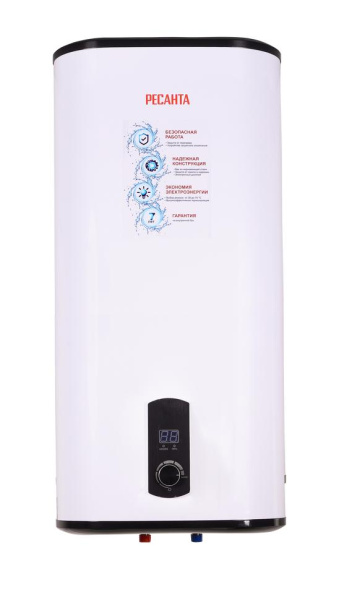 Водонагреватель накопительный ВН-100В Ресанта, цифровой дисплей, УЗО, 2000Вт, (подвод - снизу), 122мин, 7 лет, 74/5/4 купить за 24&nbsp;584 руб. в Новосибирске