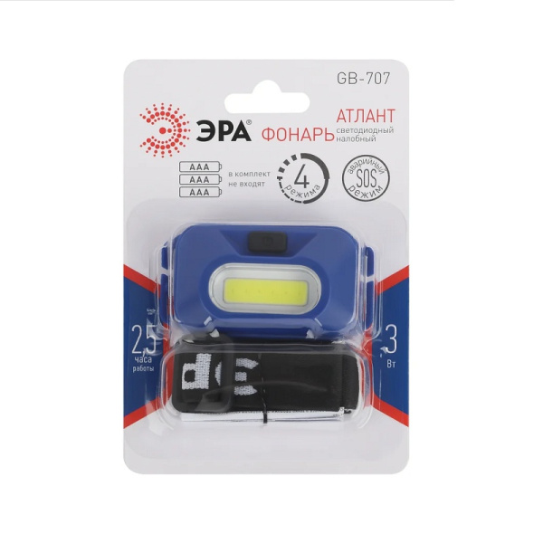 Фонарь Era GB-707 LED налобный на 3хААА, 3Вт, тов-224316 купить за 299 руб. в Новосибирске