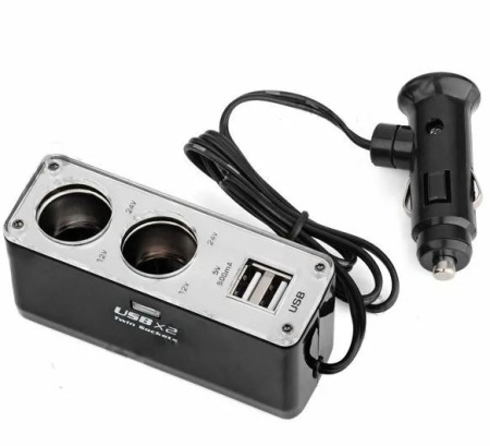 Разветвитель WF-0023 авто от прикуривателя 2гн.+USB*2 с удлинителем черный купить за 0 руб. в Новосибирске