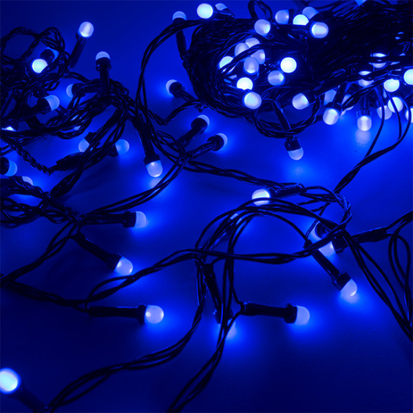 Гирлянда светодиодная "Минишарики", SE-MINI-110B, 10М, 100LED, синий, темно-зел. шн. 0,7м, контр., Funray, 2633 купить за 482 руб. в Новосибирске