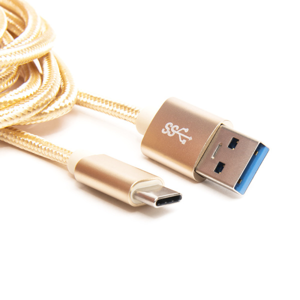 Шнур USB Type-C 3.1 - USB А 3.0,    1 метр (шт/шт), золотой, Атом, (БЫСТРАЯ ЗАРЯДКА), 31020 купить за 0 руб. в Новосибирске