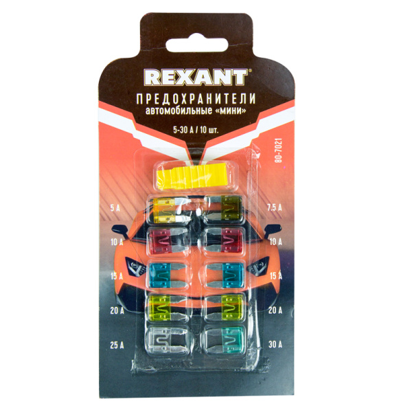 Набор автомобильных предохранителей "мини" в блистере REXANT купить за 83 руб. в Новосибирске