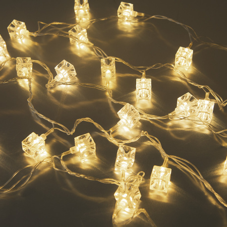 Гирлянда светодиодная "Кубики", SE-CUBE-440WW, 220В, 4м, 40LED, теплый белый, прозр шнур 3м, Funray, 2654 купить за 387 руб. в Новосибирске