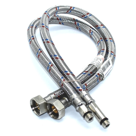 Подводка гибкая д/смесителя сталь нерж. со стальной гайкой, 1/2"хМ10, 60 см (пара), тов-187626 купить за 0 руб. в Новосибирске