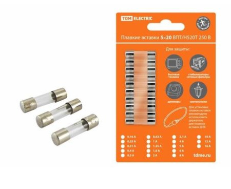 Плавкая вставка ВПБ6-5 0,5А 250В упак (10 шт.) TDM SQ0738-0005 купить за 241 руб. в Новосибирске