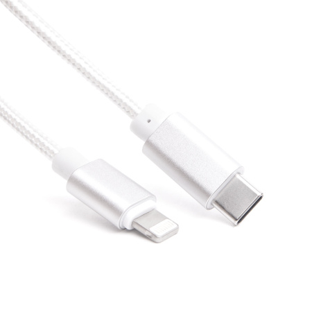 Шнур USB Type-C 3.1 - Lightning,     1,8 метра (шт/шт), серебряный, Атом, (БЫСТРАЯ ЗАРЯДКА), 31019 купить за 397 руб. в Новосибирске