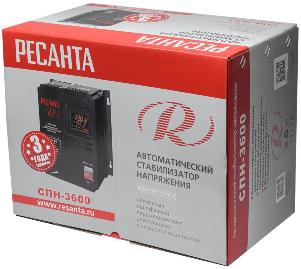 Стабилизатор СПН-3600 Ресанта, 90-260В, 63/6/25 купить за 10 890 руб. в Новосибирске
