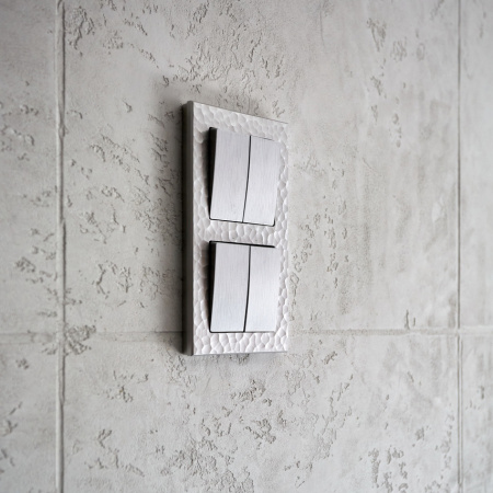 Выключатель 2-клавишный (серебряный рифленый) / WL09-SW-2G / W1120009, WERKEL купить за 789 руб. в Новосибирске