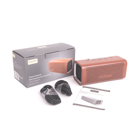 Колонка Атом BS-07, 2*6Вт, 4000мАч, hands free, сопряжение, иск. кожа, 14011 купить за 0 руб. в Новосибирске