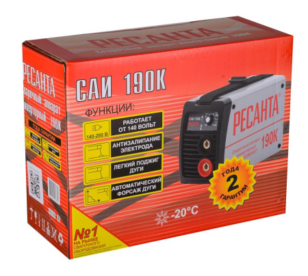 Сварочный инвертор РЕСАНТА САИ 190К, компакт, 65/36 купить за 5 337 руб. в Новосибирске