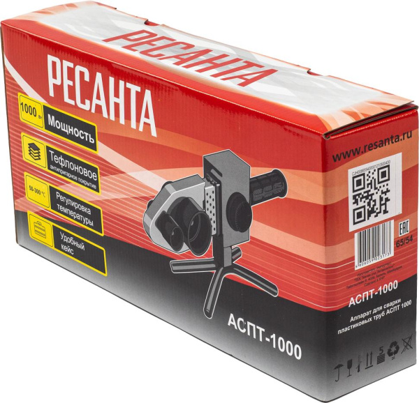 Аппарат для сварки ПВХ труб АСПТ-1000 "РЕСАНТА", 65/54 купить за 2&nbsp;890 руб. в Новосибирске