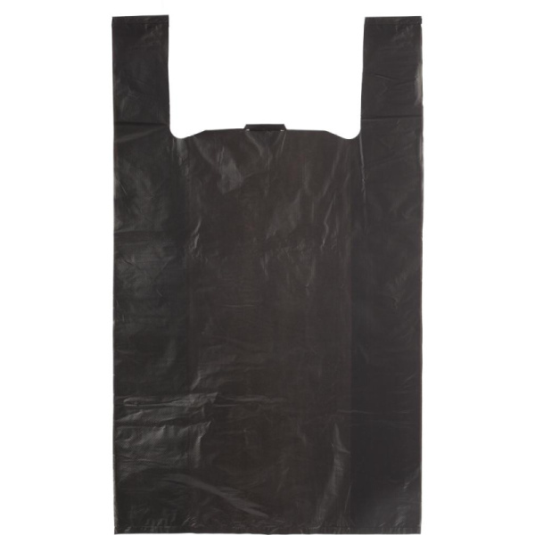 Пакет -майка усиленный ПНД, 40+18x70, черный, 30 мкм, 50 шт/уп, 1031075 купить за 10 руб. в Новосибирске