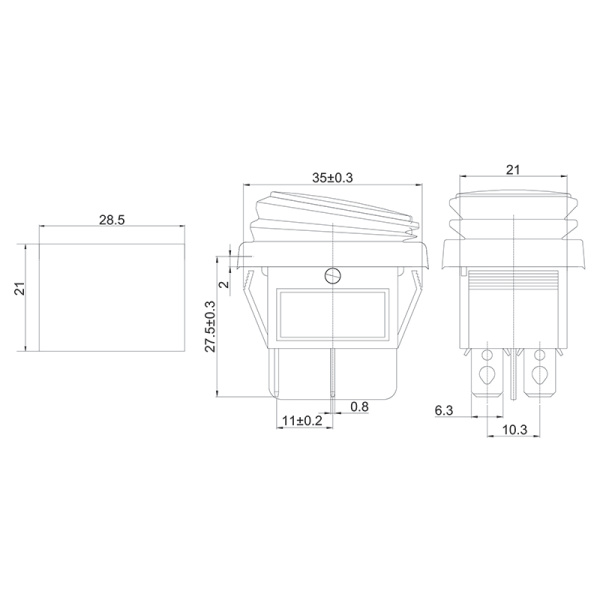Выключатель клавишный 250V 15А (4с) ON-OFF красный  с подсветкой  ВЛАГОЗАЩИТА  (RWB-507)  REXANT купить за 219 руб. в Новосибирске