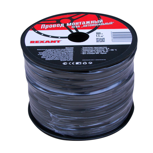 Провод ПГВА 1 х 1.50мм², 100м, ЧЁРНЫЙ  REXANT купить за 29 руб. в Новосибирске