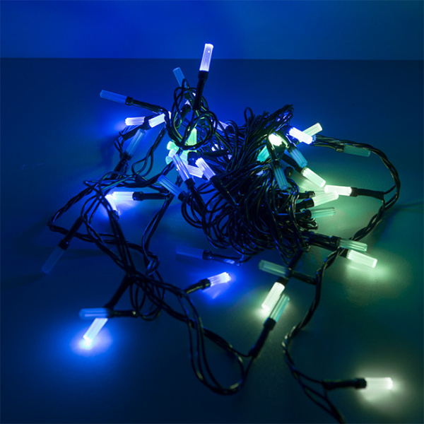 Гирлянда светодиодная "Лучики", SE-BEAM-560M, 5М, 60LED, мульти (4цв.), темно-зел. шнур 0,7м, контр. (2577) купить за 0 руб. в Новосибирске