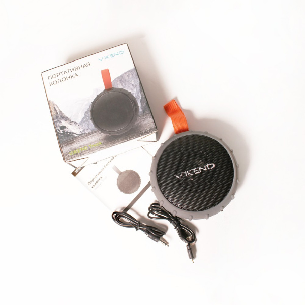 Колонка VIKEND Truck G, 5Вт, 1200мАч, IPX6, hands free, сопряжение, AUX, USB, TF, серый цвет купить за 0 руб. в Новосибирске