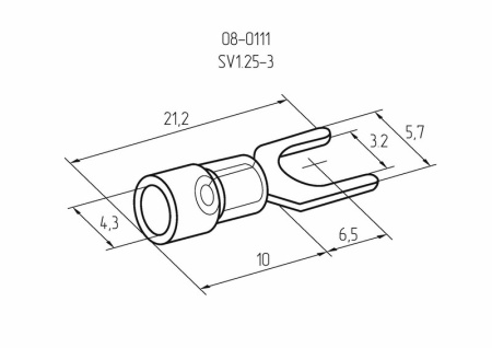 НАКОНЕЧНИК ВИЛОЧНЫЙ изолированный (НВИ - 3.2мм)  0.5-1.5мм²  (SV1.25-3, VS1.25-3)  REXANT купить за 12 руб. в Новосибирске