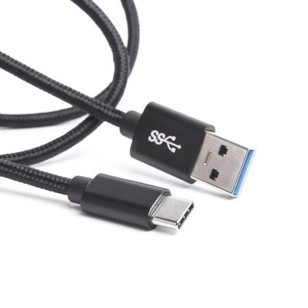 Шнур USB Type-C 3.1 - USB А 3.0,    1 метр (шт/шт), черный, Атом, (БЫСТРАЯ ЗАРЯДКА), 31021 купить за 0 руб. в Новосибирске