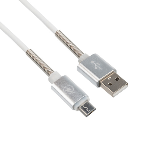 USB кабель для iPhone 5/6/7/8/Х моделей, белый силикон, 1 метр (с пружиной) REXANT купить за 0 руб. в Новосибирске