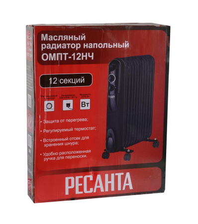 Масляный радиатор ОМПТ-12НЧ Ресанта, 67/3/15 купить за 5&nbsp;690 руб. в Новосибирске