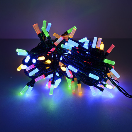 Гирлянда светодиодная "Лучики", SE-BEAM-110M, 10М, 100LED, мульти (4цв.),темно-зел. шн. 0,7м, контр. (2588) купить за 0 руб. в Новосибирске